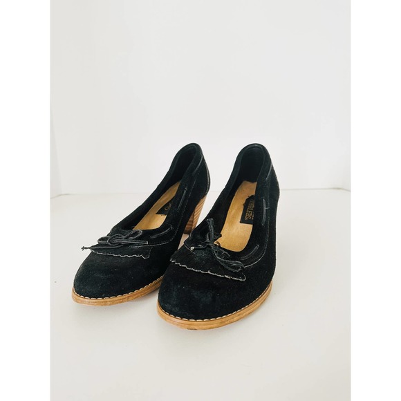 1970s Suede wood Block Heel Pumps By California Cobblers‎ - Picture 2 of 5